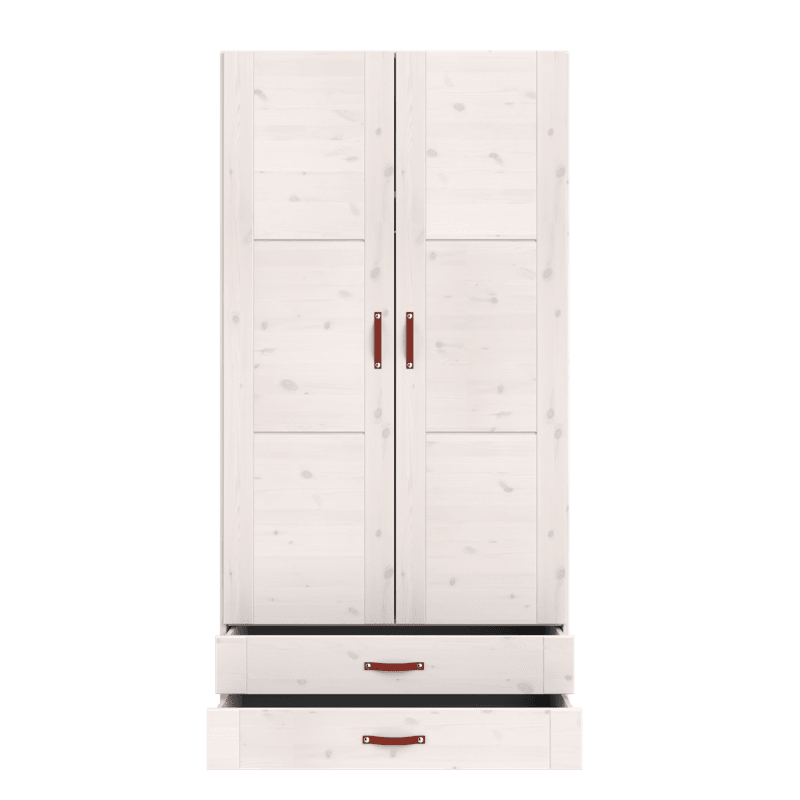 Kleiderschrank 2 Türen, Kleiderstange und Schubladen