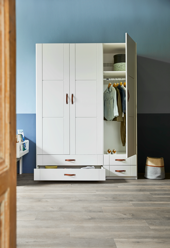 Kleiderschrank 150cm / 3 Türen + 4 Schubladen - U-Tiger Kindermöbel