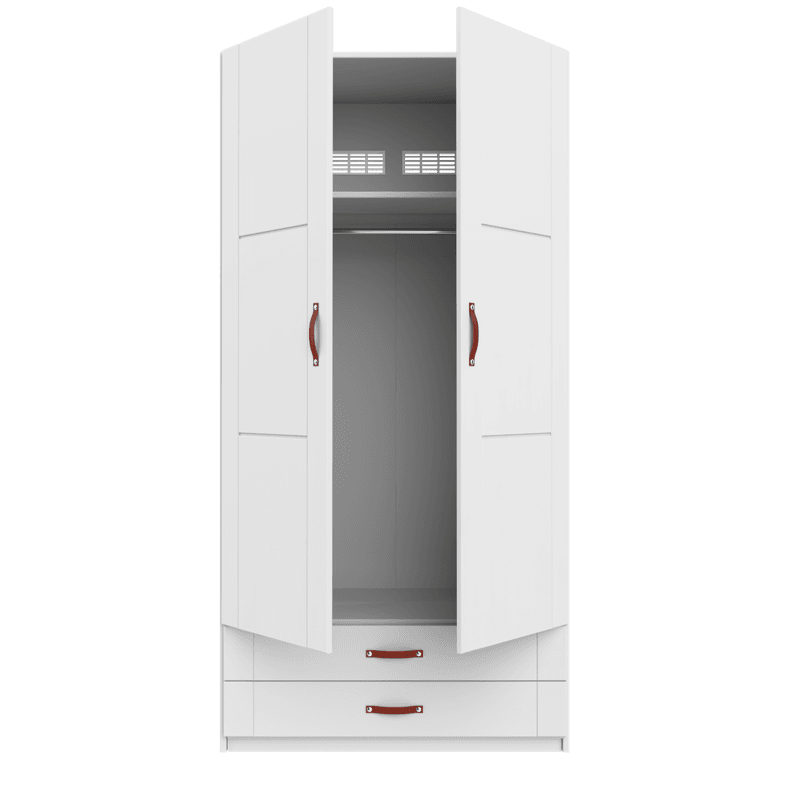 Kleiderschrank 2 Türen, Kleiderstange und Schubladen