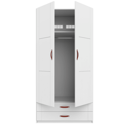 Kleiderschrank 2 Türen, Kleiderstange und Schubladen