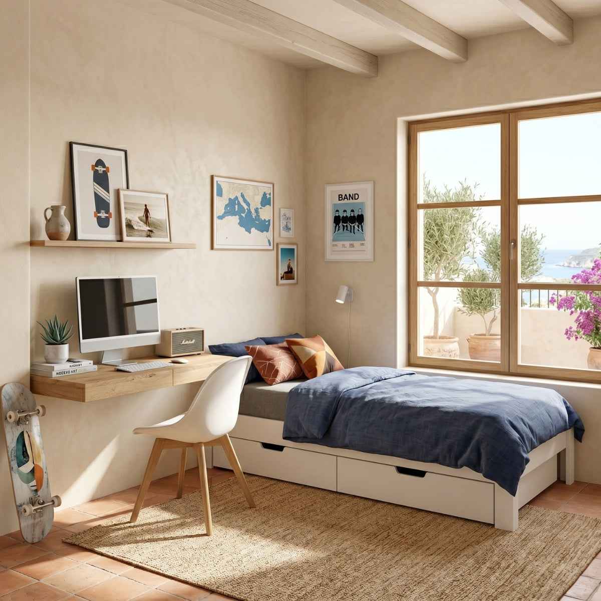 DESTYLE Bett + 2 Schubladen 90 x 200 cm