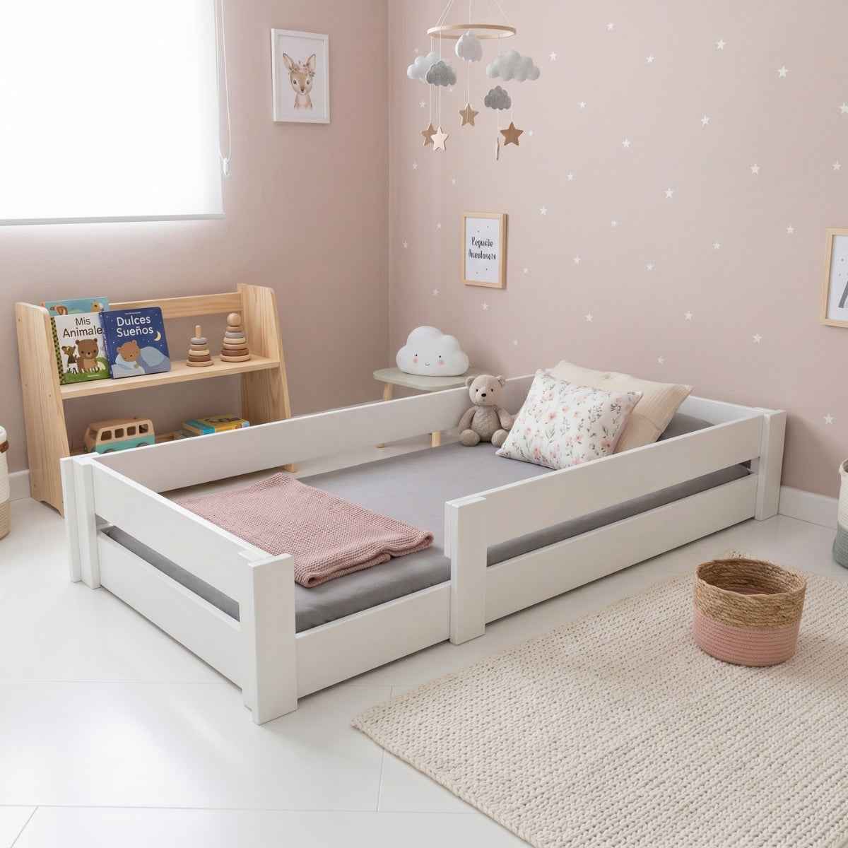 DESTYLE Montessori-Bett mit Sicherheitsbarriere 90 x 200 cm