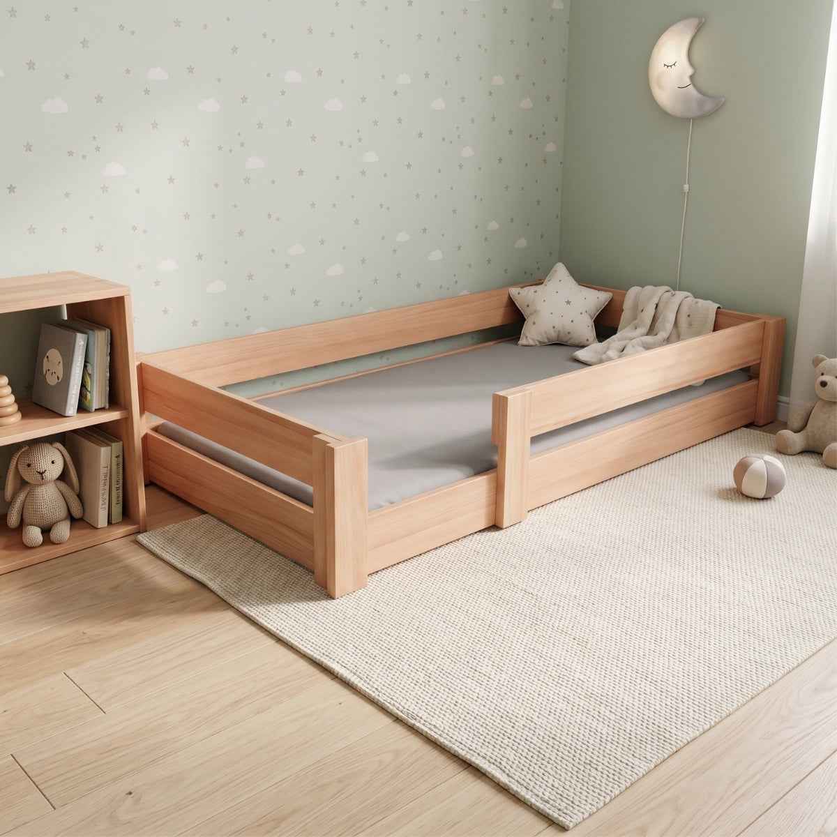 DESTYLE Montessori-Bett mit Sicherheitsbarriere 90 x 200 cm